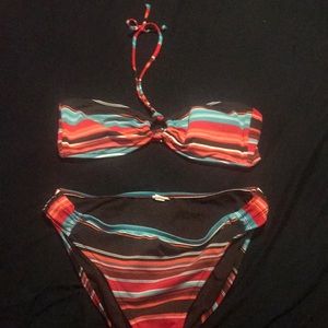 A two piece bathing suit.